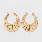 Shiny Gold Scalloped Oversized Hoop Earrings - Wild Fable Gold