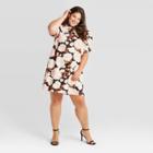 Women's Plus Size Floral Print Short Ruffle Sleeve Dress - Who What Wear Pink