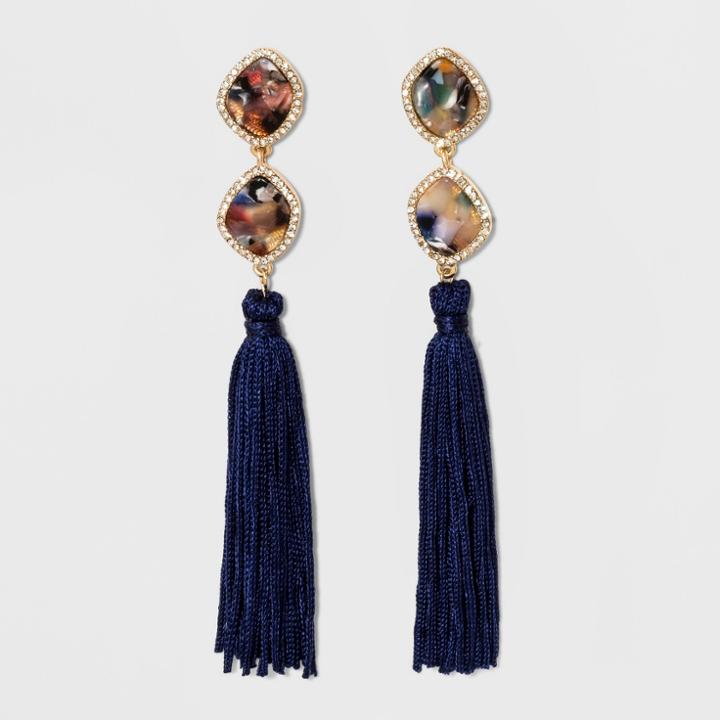 Sugarfix By Baublebar Resin Tassel Drop Earrings - Navy, Girl's
