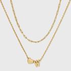 14k Gold Dipped 'w' Initial With Heart Chain Necklace - A New Day Gold