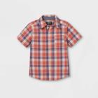 Oshkosh B'gosh Toddler Boys' Plaid Short Sleeve Button-down Shirt - Maroon