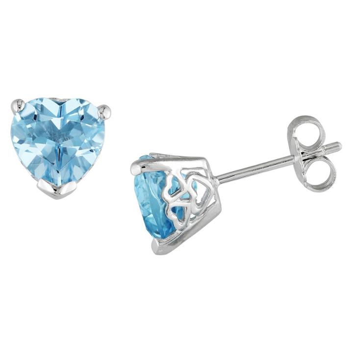 Target 4.76 Ct. T.w. Heart Shaped Blue Topaz Stud Earrings In Sterling