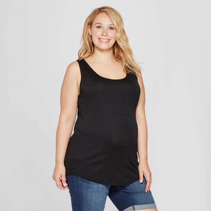 Maternity Plus Size Scoop Neck Tank - Isabel Maternity By Ingrid & Isabel Black