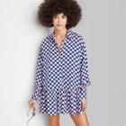 Women's Ascot + Hart Long Sleeve Graphic Peplum Dress - Checkered