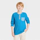Boys' Long Sleeve Double Knit Henley T-shirt - Cat & Jack Blue