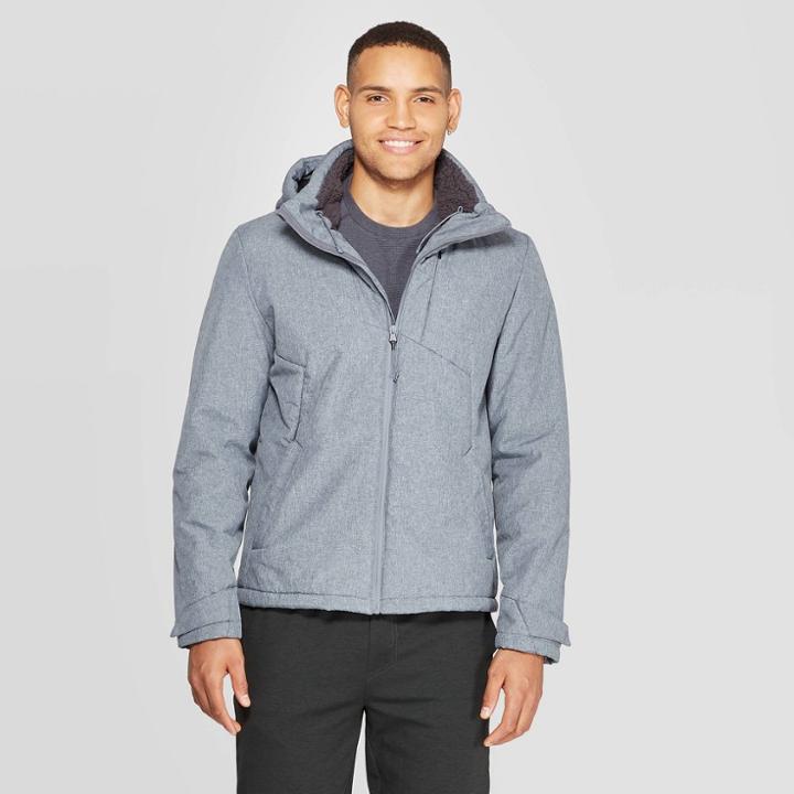 Men's Hooded Softshell Jacket - C9 Champion Charcoal Gray Heather S, Size: Small, Grey Gray Grey