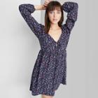 Women's Long Sleeve Tie-front Muse Dress - Wild Fable Purple Floral