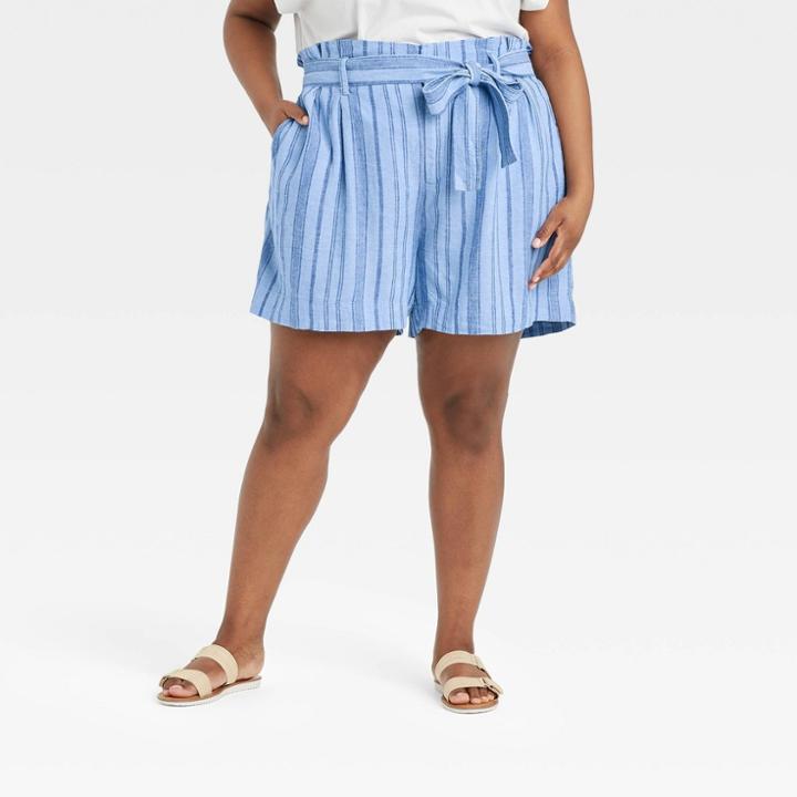 Women's Plus Size High-rise Paperbag Shorts - A New Day