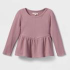 Grayson Collective Toddler Girls' Thermal Peplum Long Sleeve T-shirt - Rose Pink