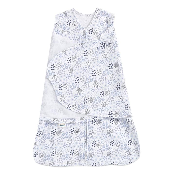 Halo Innovations Sleepsack 100% Cotton Swaddle Wrap - Blue Floral Newborn