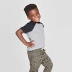 Petitetoddler Boys' Short Sleeve Baseball T-shirt - Cat & Jack Black/gray 12m, Toddler Boy's