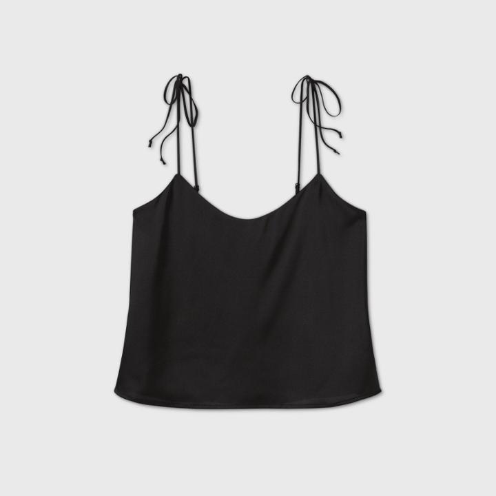 Women's Tie Strap Satin Cami - Wild Fable Black