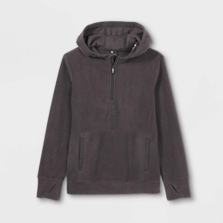 Boys' Fleece 1/4 Zip Pullover Hoodie - All In Motion Black