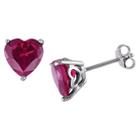 Target 5.68 Ct. T.w. Simulated Heart Shaped Ruby Stud Earrings In Sterling
