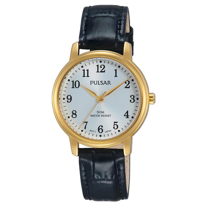 Women's Pulsar - Black Leather Strap And Silver Dial Pg2048x