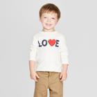 Toddler Boys' Love Graphic Long Sleeve T-shirt - Cat & Jack Cream 5t, Boy's, White