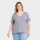 Women's Plus Size Short Sleeve Relaxed Fit V-neck T-shirt - Universal Thread Gray