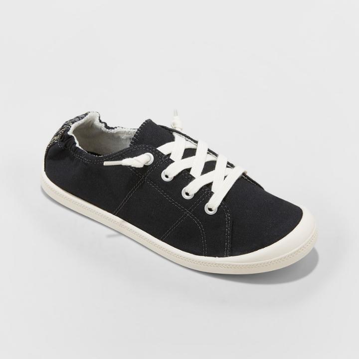 Women's Mad Love Lennie Wide Width Lace-up Canvas Sneakers - Black 8w,