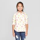 Plus Size Girls' Woven Long Sleeve Button-down Shirt - Cat & Jack Coral