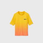 Boys' Short Sleeve Ombre Shark Chest Rash Guard Swim Shirt - Cat & Jack Yellow/orange