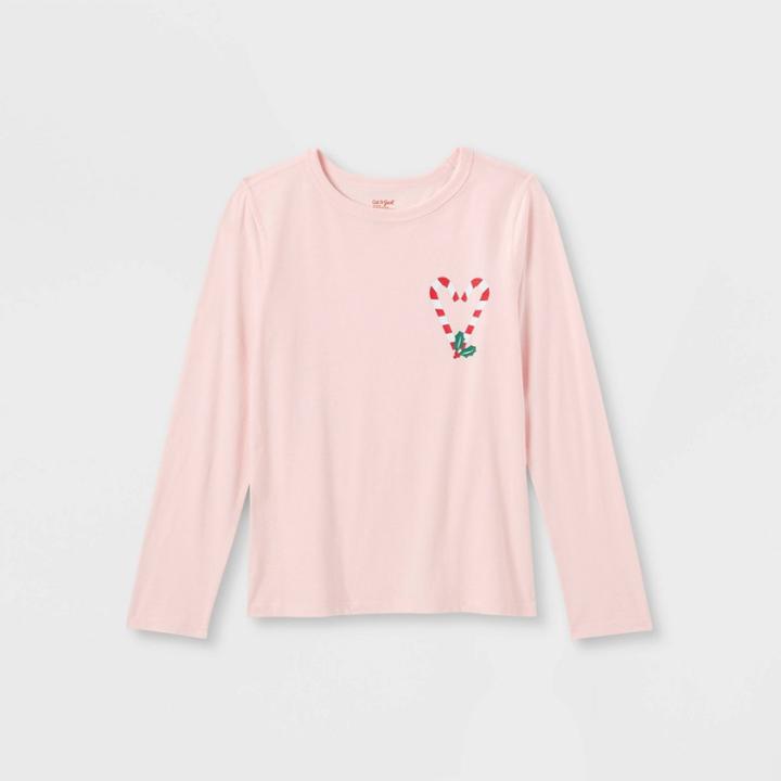 Kids' Adaptive Long Sleeve 'candy Cane' Graphic T-shirt - Cat & Jack
