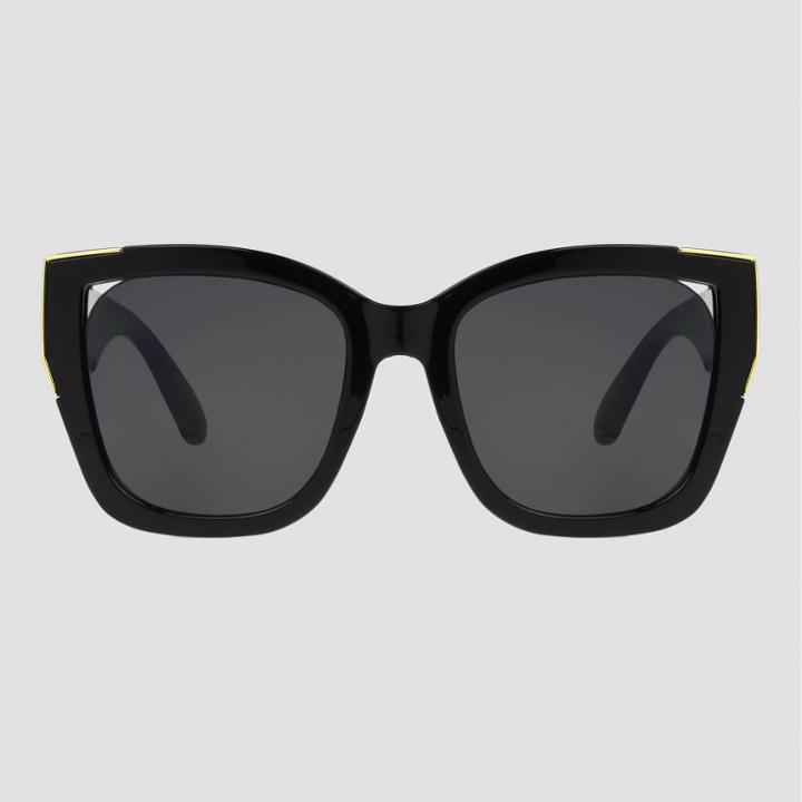 Women's Solid Square Sunglasses - A New Day Black