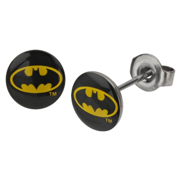 Dc Comics Batman Logo Stainless Steel Stud Earrings, Kids Unisex