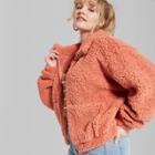 Women's Plus Size Zip-up Sherpa Jacket - Wild Fable Calm Orange