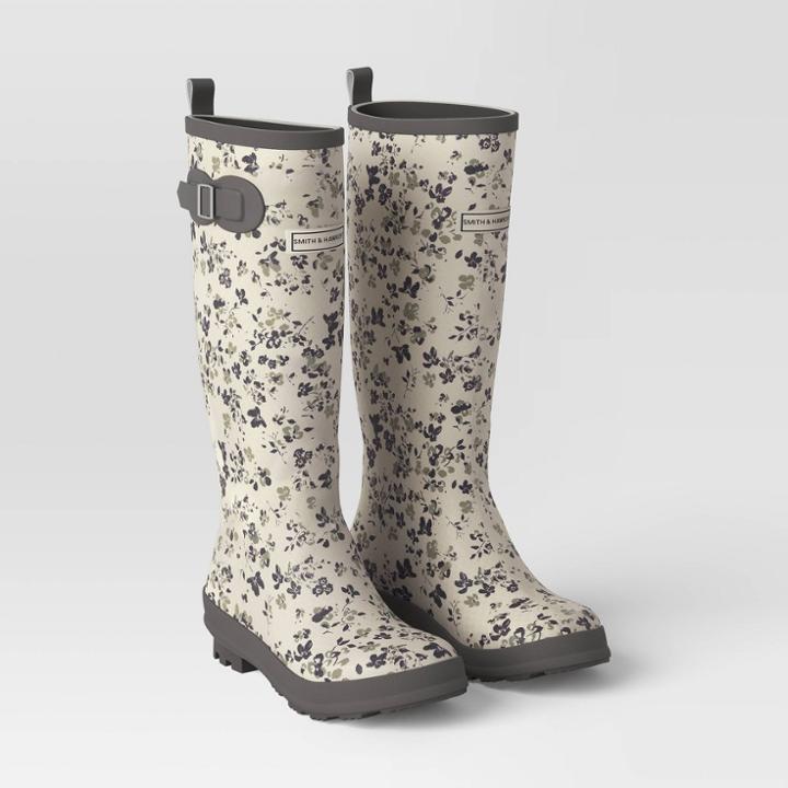 Women's Tall Gardening Boots Light Cream Floral Size 8 - Smith & Hawken , Ivory