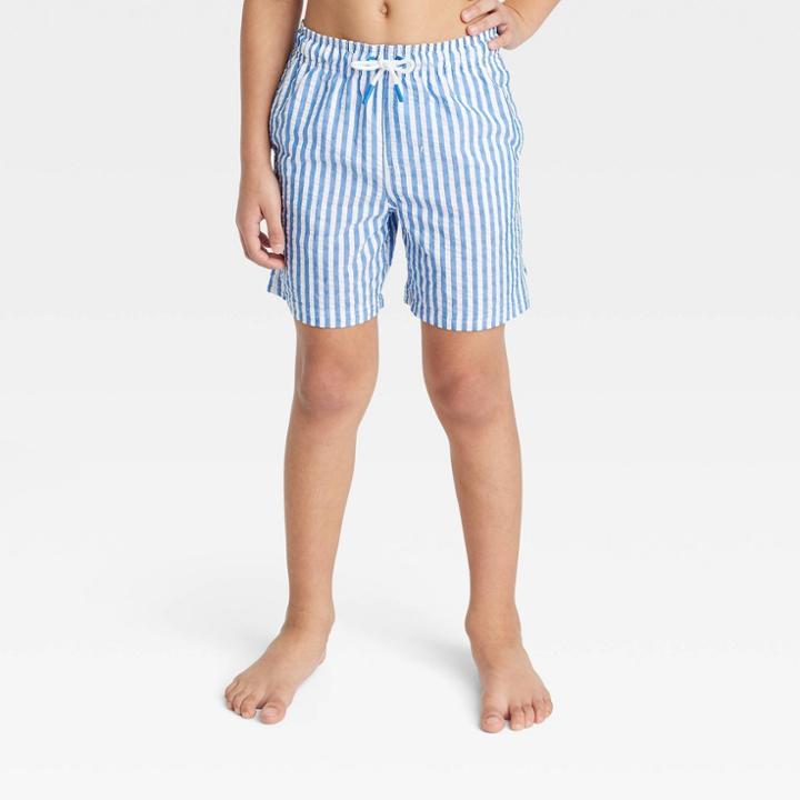 Boys' Striped Seersucker Swim Trunks - Cat & Jack Blue