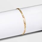 Gold Plated Initial 'h' Bar Figaro Chain Bracelet - A New Day Gold