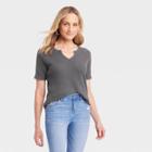 Women's Short Sleeve Splitneck Thermal Top - Knox Rose Gray