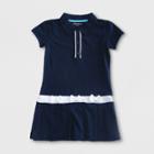 Eddie Bauer Girls' Pleated Polo Dress Navy 10, Size: