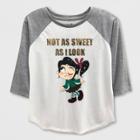 Girls' Disney Wreck-it Ralph Short Sleeve Raglan T-shirt - White/heather Gray
