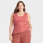 Women's Plus Size Slim Fit Tank Top - A New Day Coral