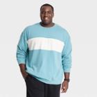 Men's Big & Tall Relaxed Fit Crewneck Pullover Sweatshirt - Goodfellow & Co Teal Blue
