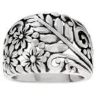 Women's Journee Collection Floral Dome Ring In Sterling Silver -