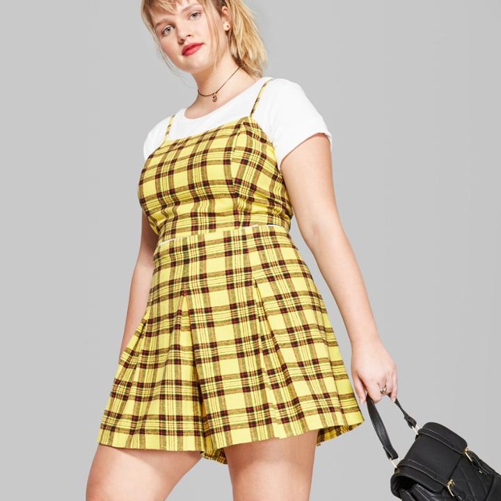 Women's Plus Size Plaid Mini Skort - Wild Fable Yellow