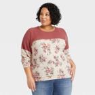 Women's Plus Size Long Sleeve Blouse - Knox Rose Oatmeal Floral