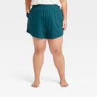 Women's Plus Size Mid-rise Knit Shorts 5 - All In Motion Teal Blue
