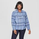 Women's Plus Size Plaid Long Sleeve Flannel Shirt - Universal Thread Blue X