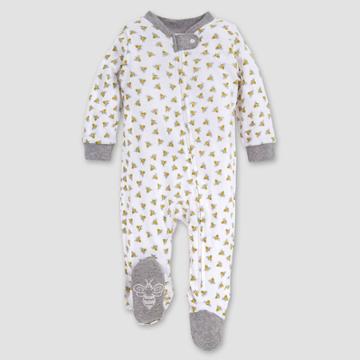 Burt's Bees Baby Be Honey Bee Striped Organic Cotton Sleep 'n Play Footed Pajama - Yellow/white/black Newborn