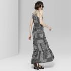Women's Strappy Square Neck Smocked Top Patchwork Print Tiered Maxi Dress - Wild Fable Black/ivory
