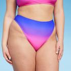 Women's Mid-waist Extra High Leg Extra Cheeky Bikini Bottom - Wild Fable Purple Ombre Print