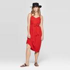 Women's Sleeveless V-neck Belted Midi Dress - Universal Thread Red