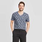 Men's Leaf Print Standard Fit Short Sleeve V-neck Novelty T-shirt - Goodfellow & Co Blue S, Men's,