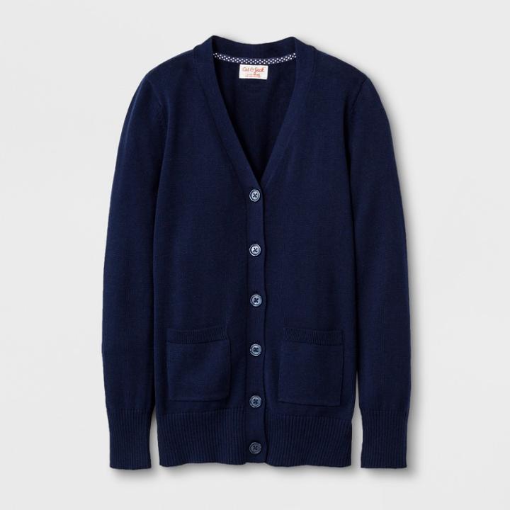Girls' Long Sleeve Uniform Cardigan - Cat & Jack Navy (blue)