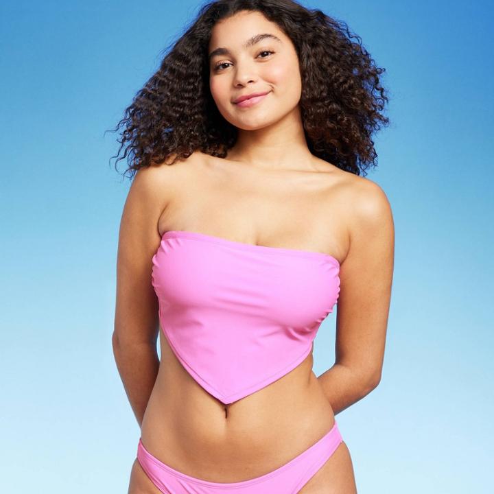 Women's Hankerchief Bandeau Bikini Top - Wild Fable Orchid Purple D/dd Cup