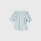 Women's Plus Size Striped Puff Short Sleeve Ruffle Blouse - Universal Thread Blue