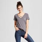 Women's New York Heart Short Sleeve Drapey T-shirt - Awake - Charcoal